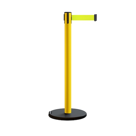 Montour Line Retractable Belt Rolling Stanchion, 2.5ft Yellow Post 7.5ft Fl.Yel P400RL-YW-FYW-75